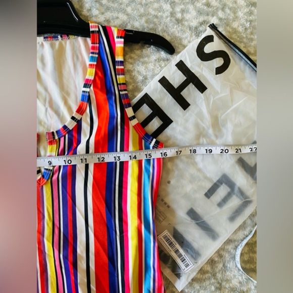 SHEIN Striped Notched Bodycon Dress Sleeveless Multicolor - Size L - Picture 10 of 11
